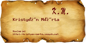 Kristyán Márta névjegykártya